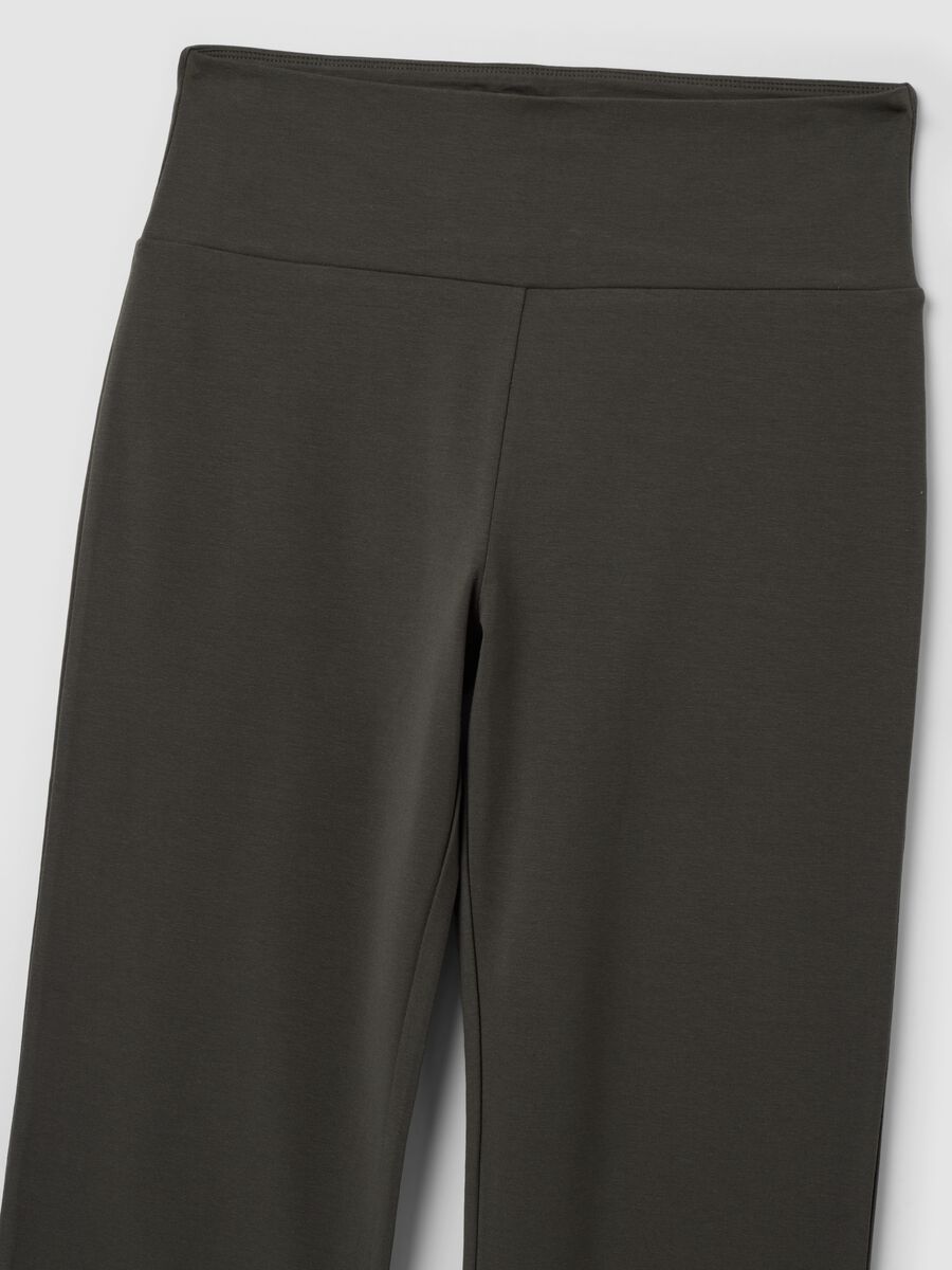Grey stretch cotton flared trousers_6