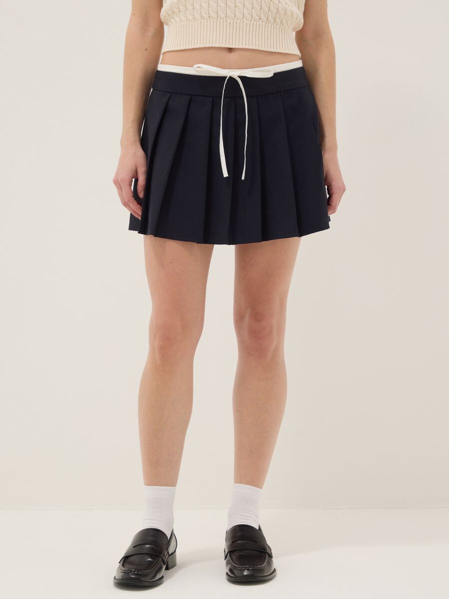 Blue viscose blend skirt regular fit with structured waist_1