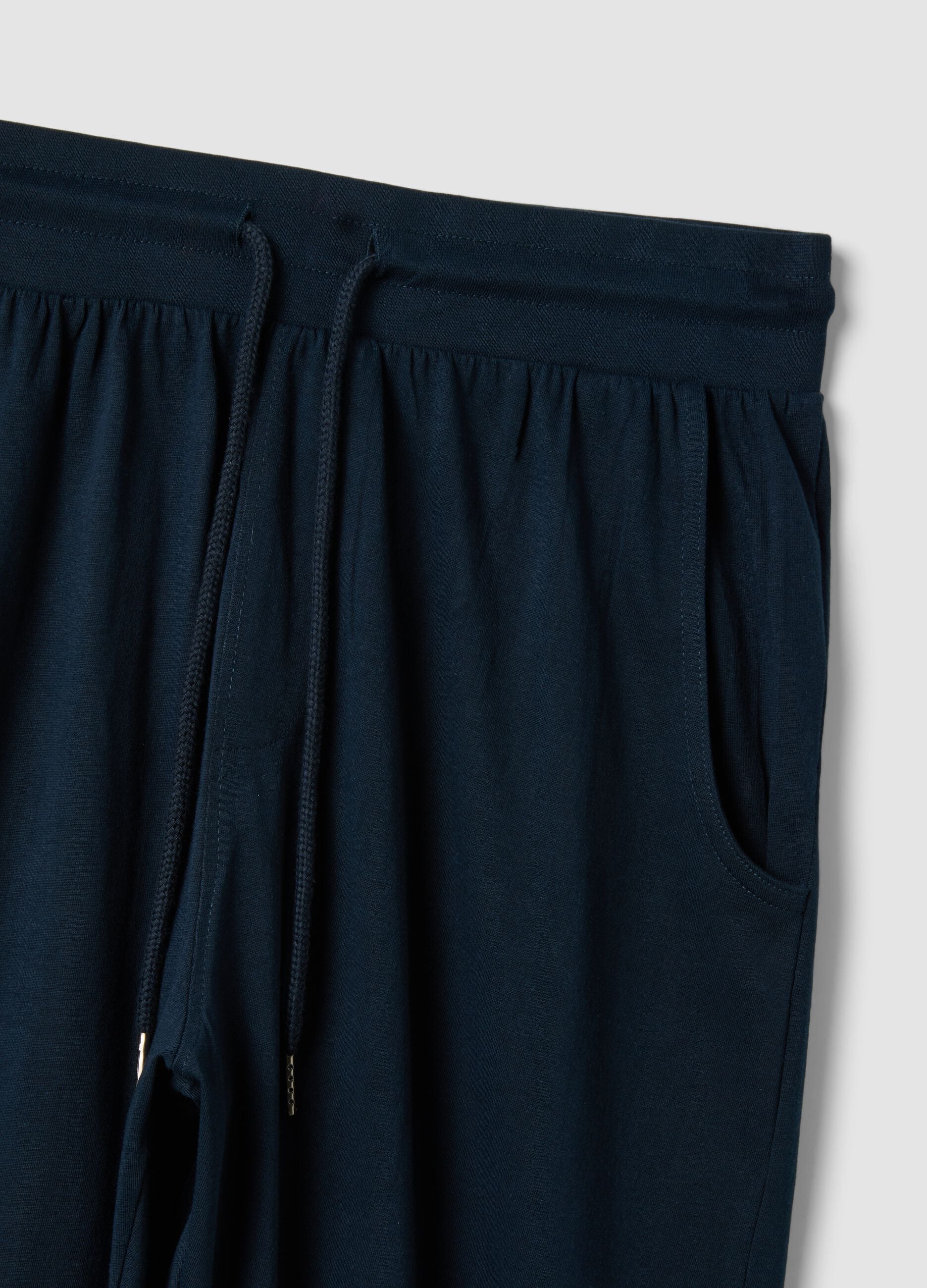 Blue organic cotton pyjama bottoms with drawstring