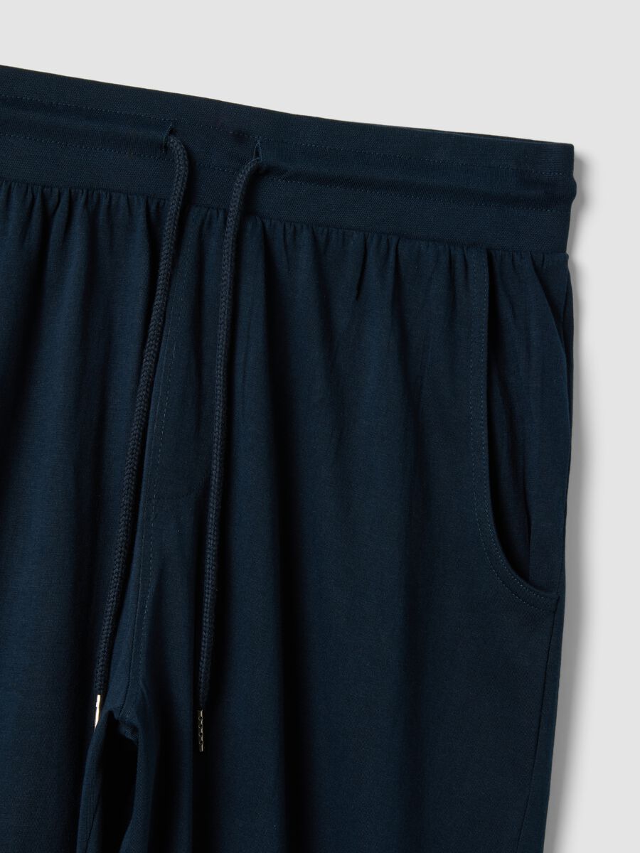 Blue organic cotton pyjama bottoms with drawstring_6