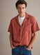 Red short-sleeved shirt in pure lyocell_0