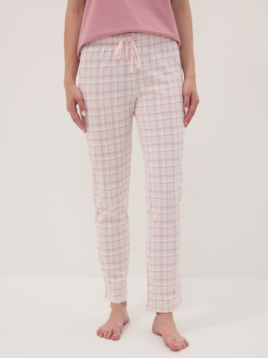 Multicolour pure organic cotton check pyjama trousers_1
