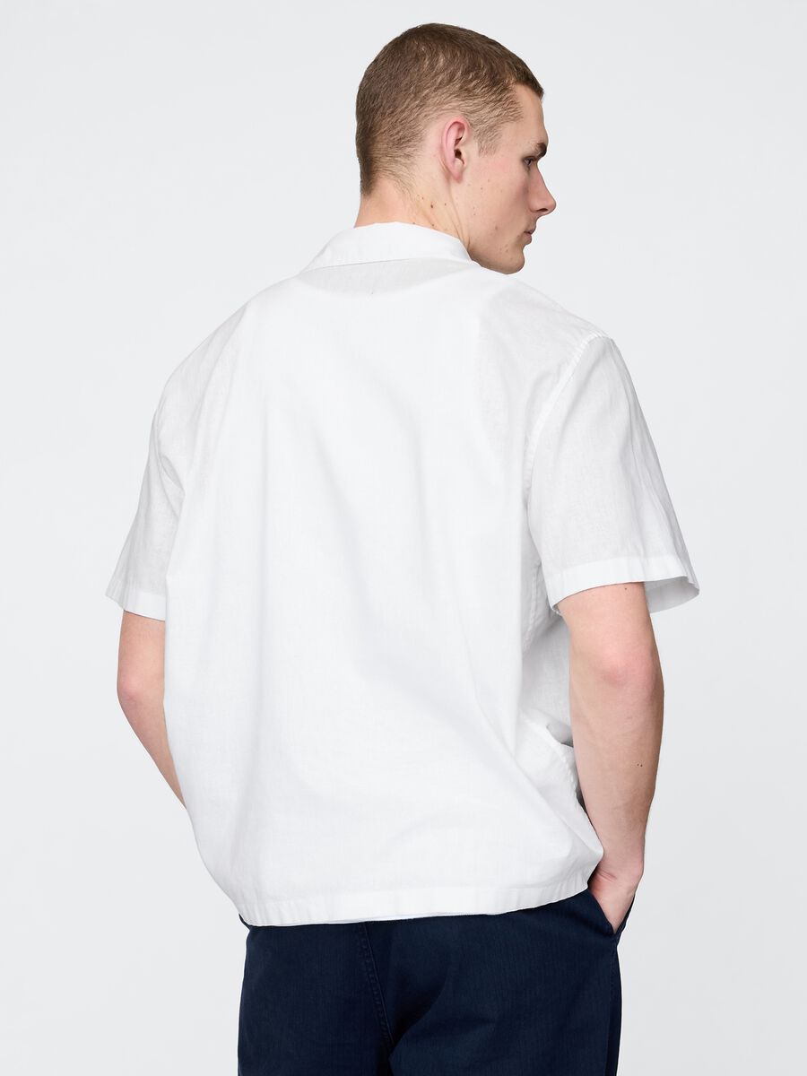 White Short-Sleeve Linen and Cotton Shirt by Gap_3