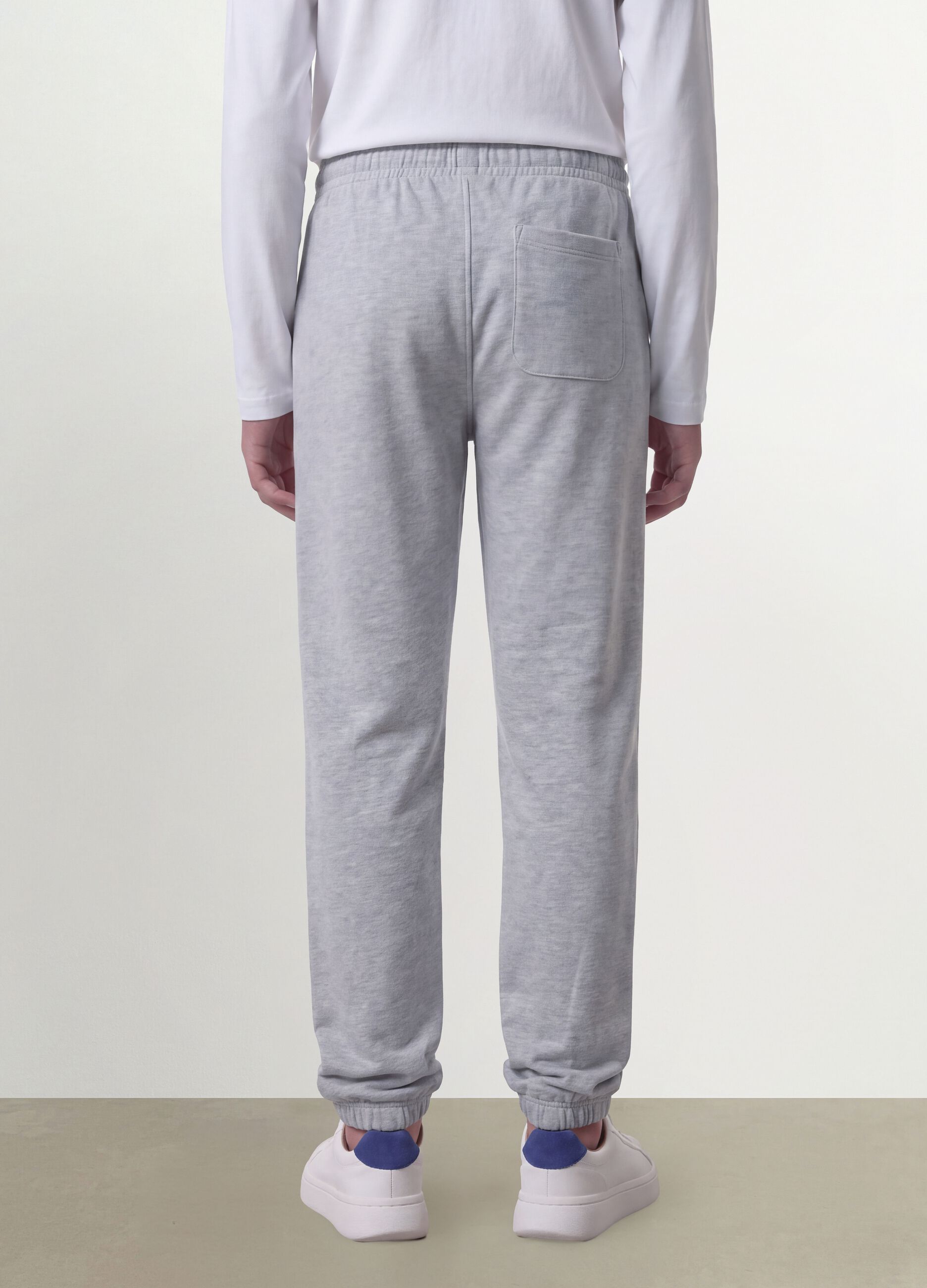 Grey joggers in pure organic cotton with drawstring for boys