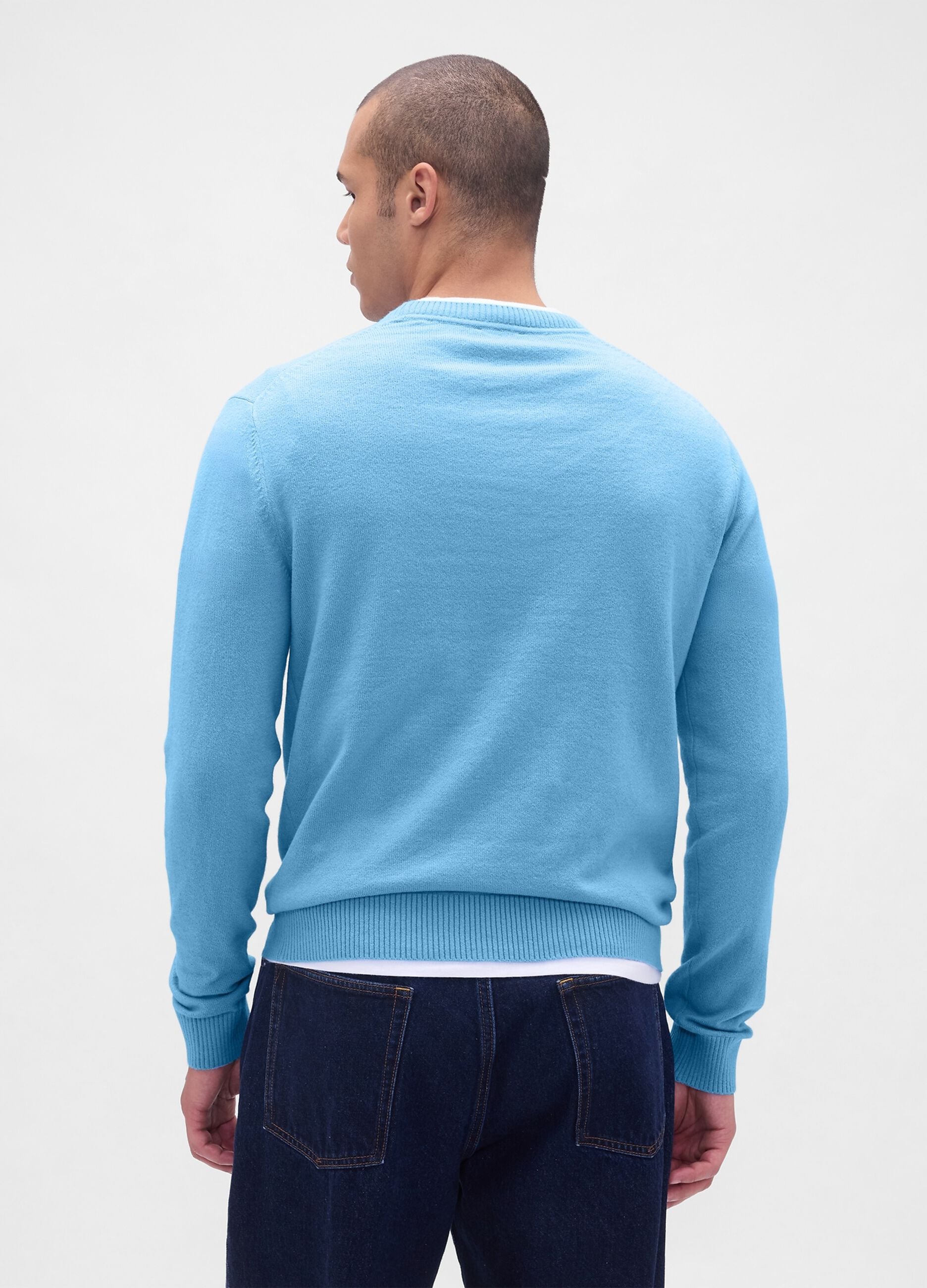 Blue Cotton Blend Sweater