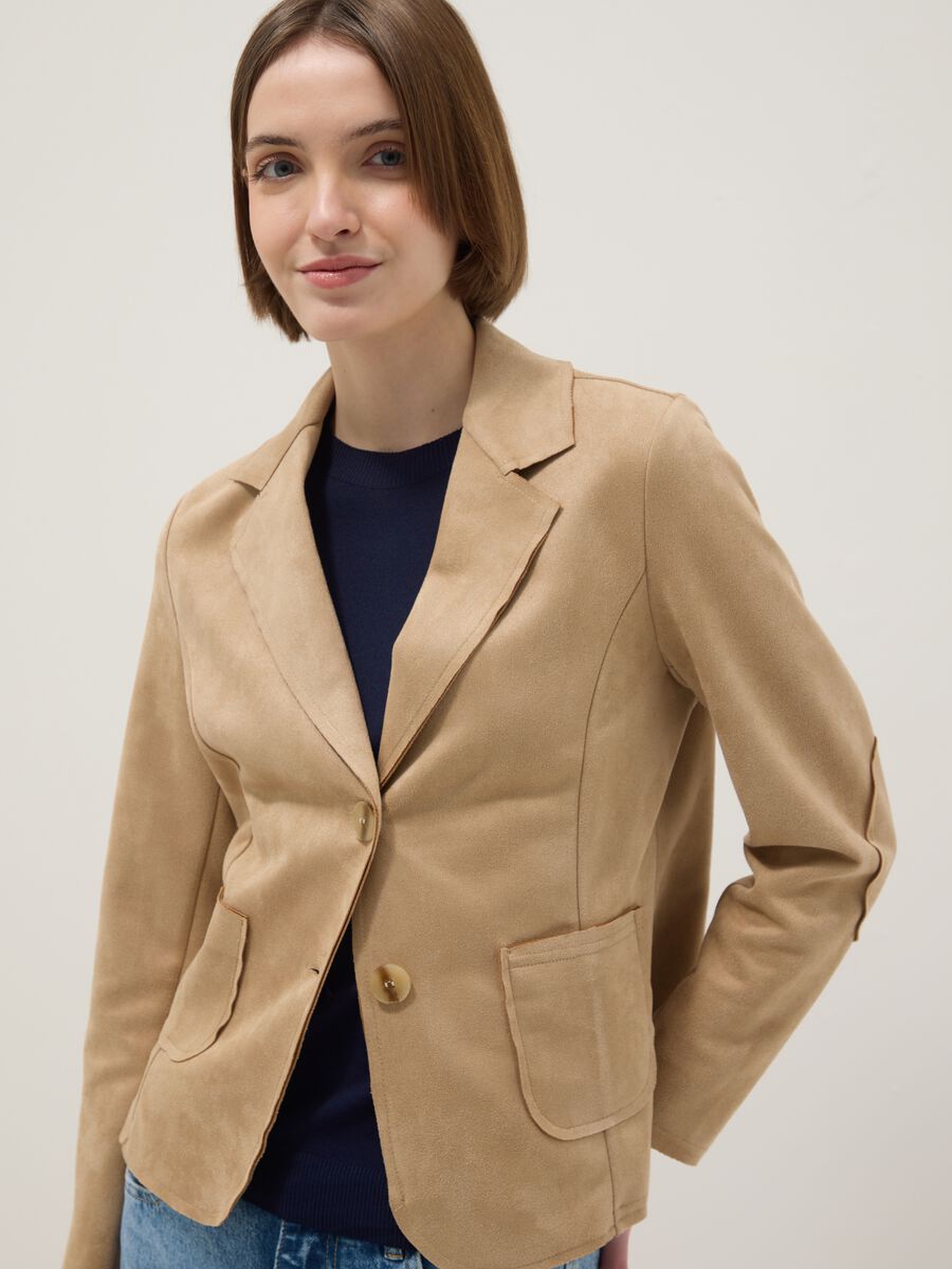 Beige Lightweight Regular Fit Jacket with Pockets_1