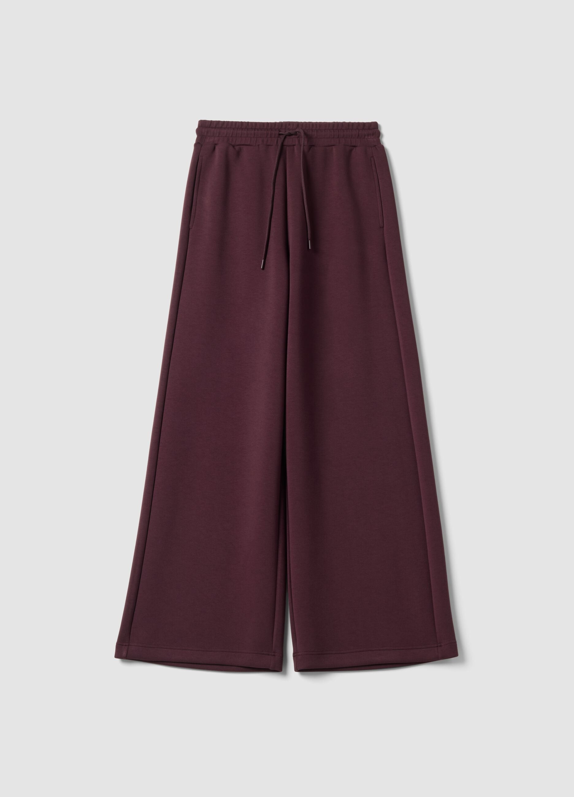 Purple wide-leg trousers in stretch modal with drawstring