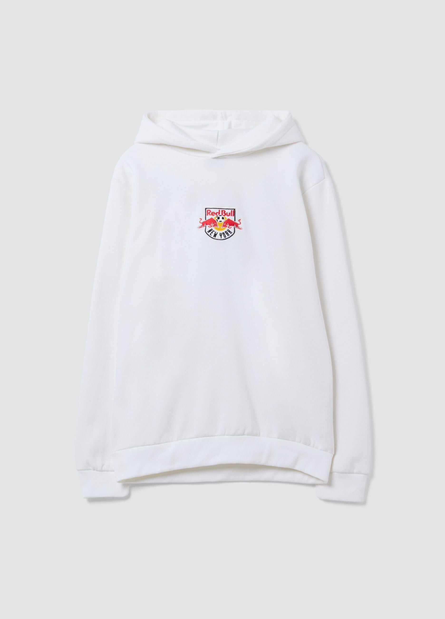 White cotton-blend hoodie with New York Red Bulls print