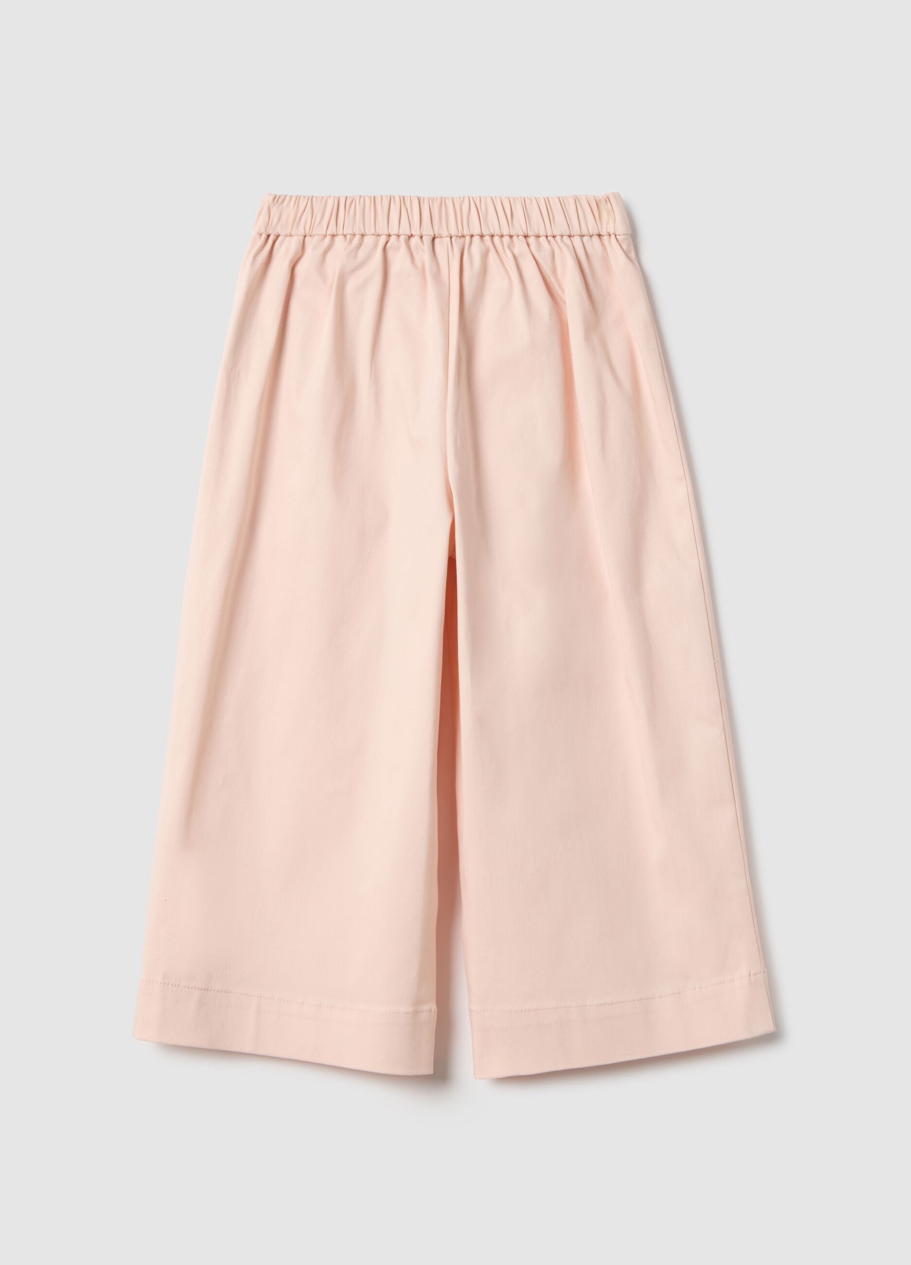 Girls' pink stretch cotton culotte trousers regular fit