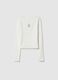 Girls' Long Sleeve White Cotton Blend Slim Fit T-Shirt_3