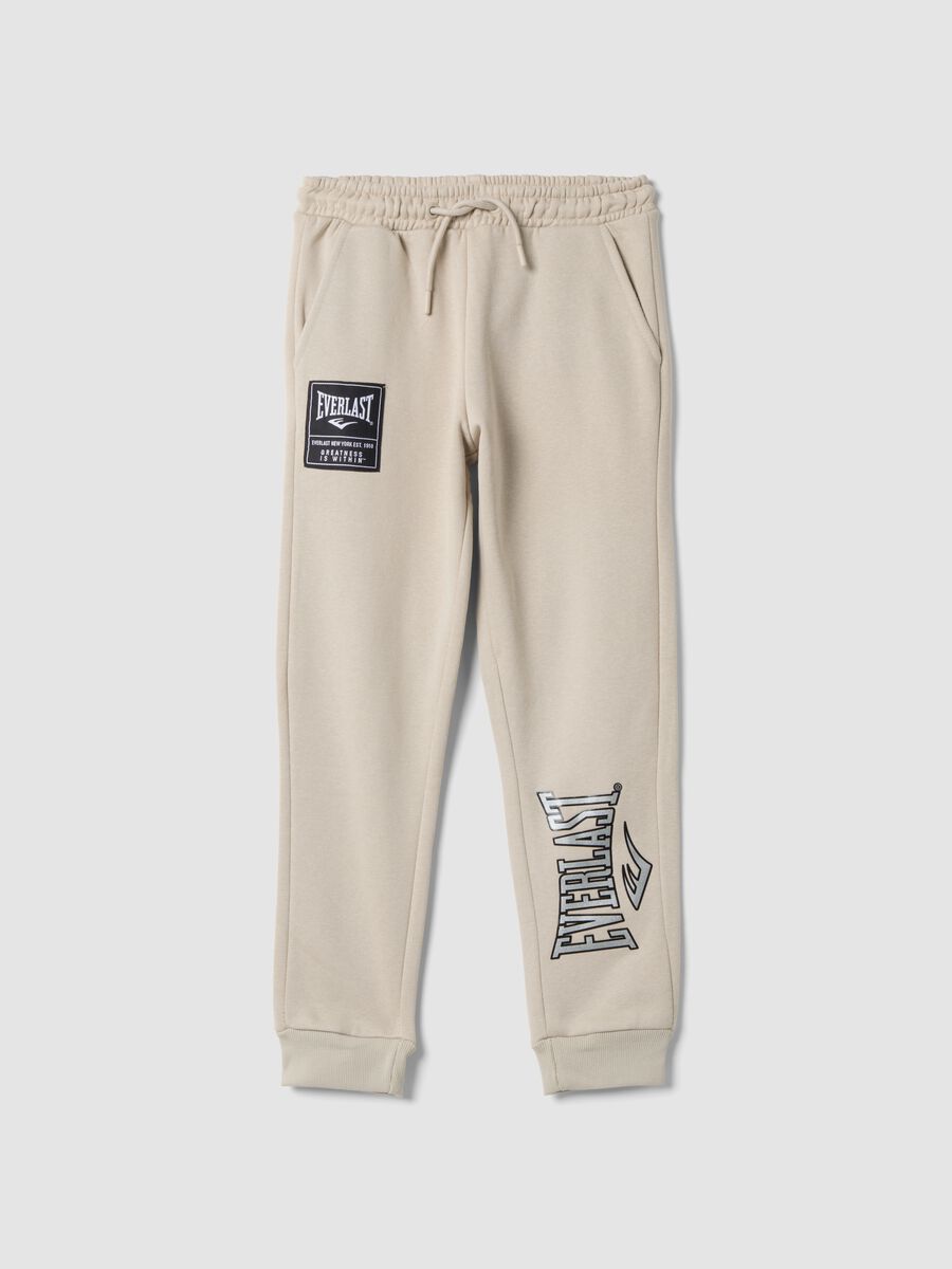 Beige cotton-blend regular-fit joggers_0