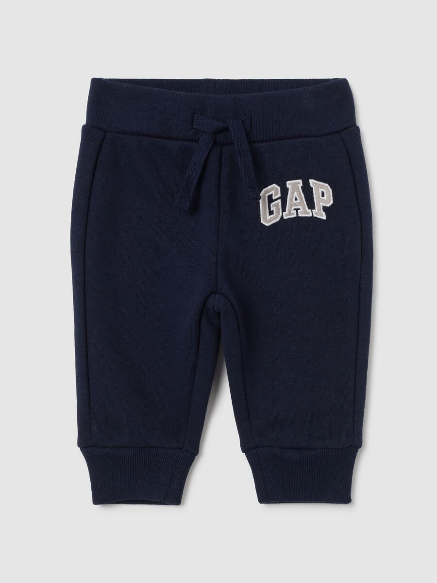 Fleece joggers with logo embroidery_0