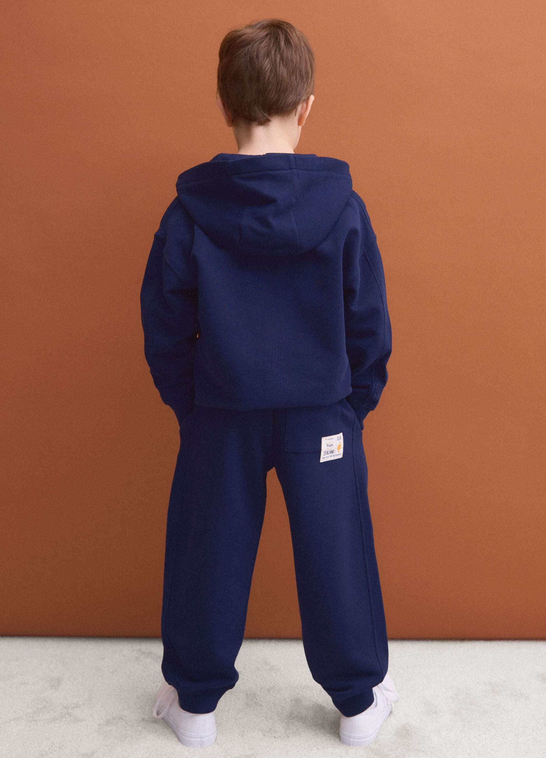 Blue pure cotton joggers with elasticated waist for boys