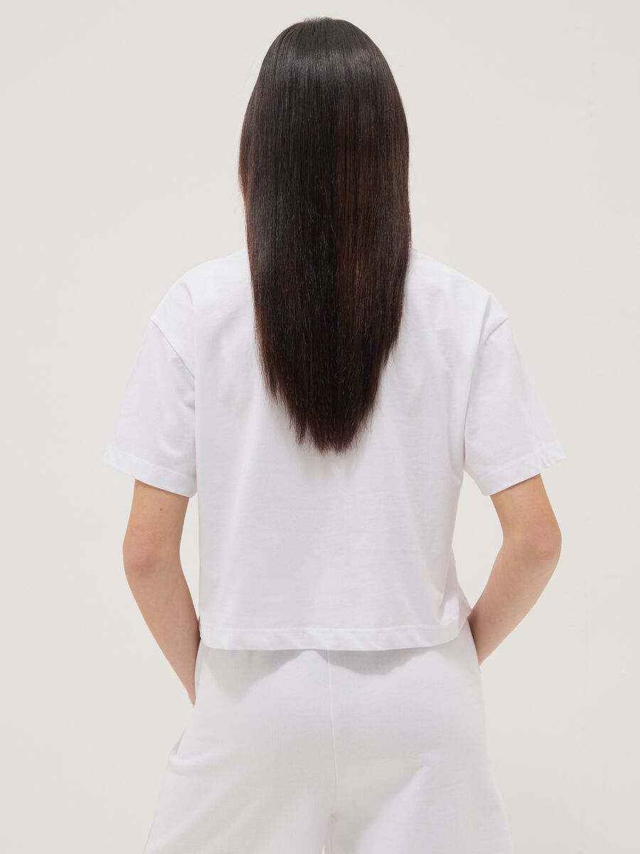T-shirt bianca in puro cotone a maniche corte_1