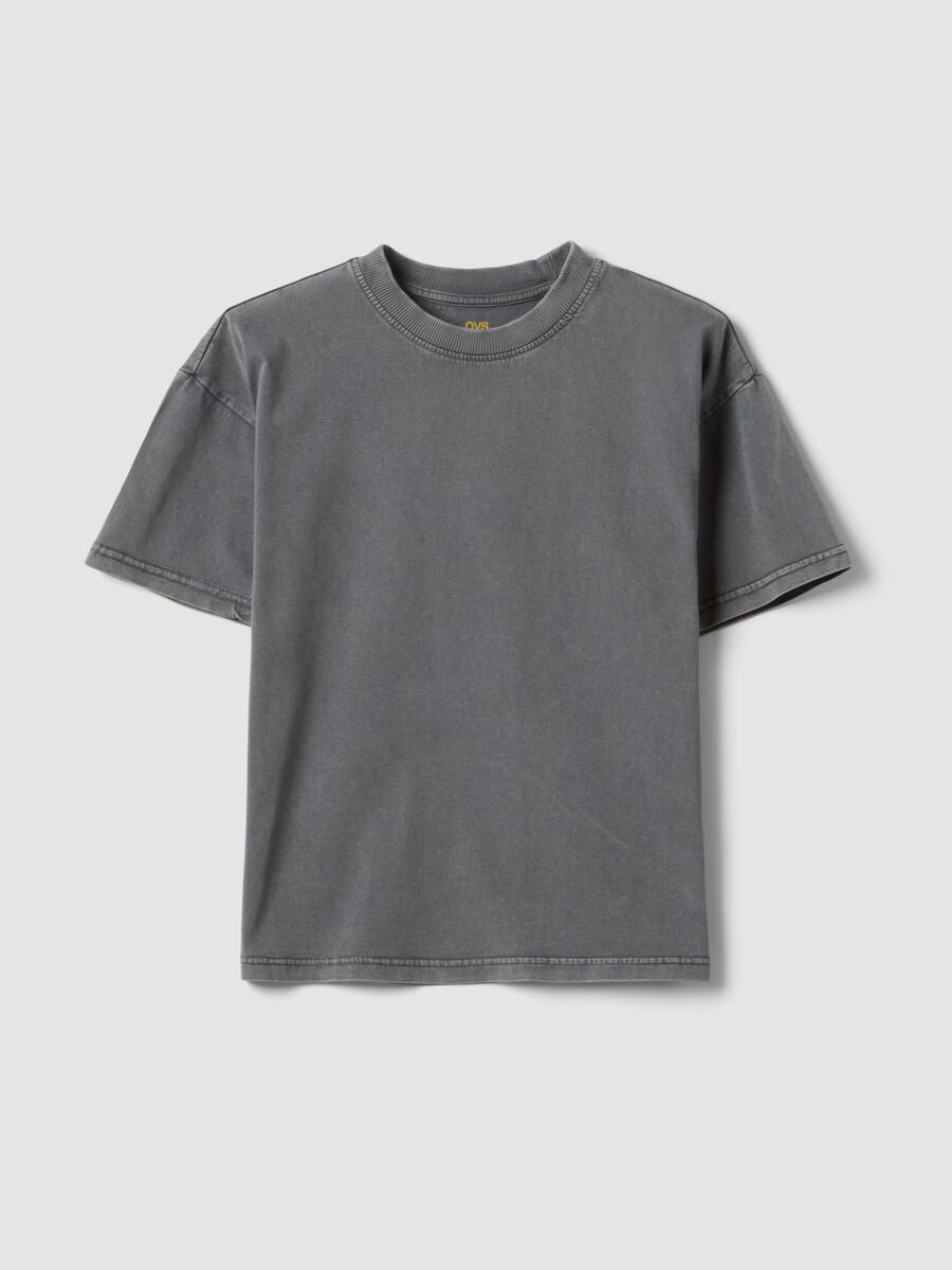 T-shirt grigia in puro cotone a maniche corte da ragazzo oversize fit_3