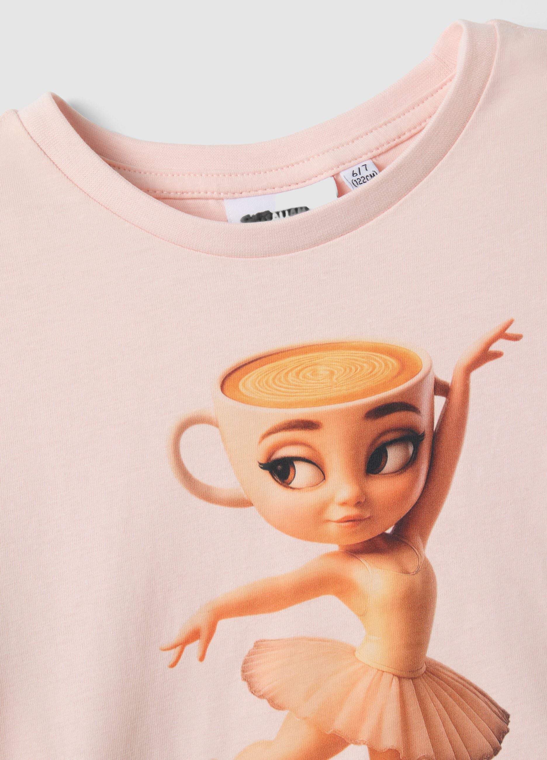Girl's regular fit pink pure cotton t-shirt with print