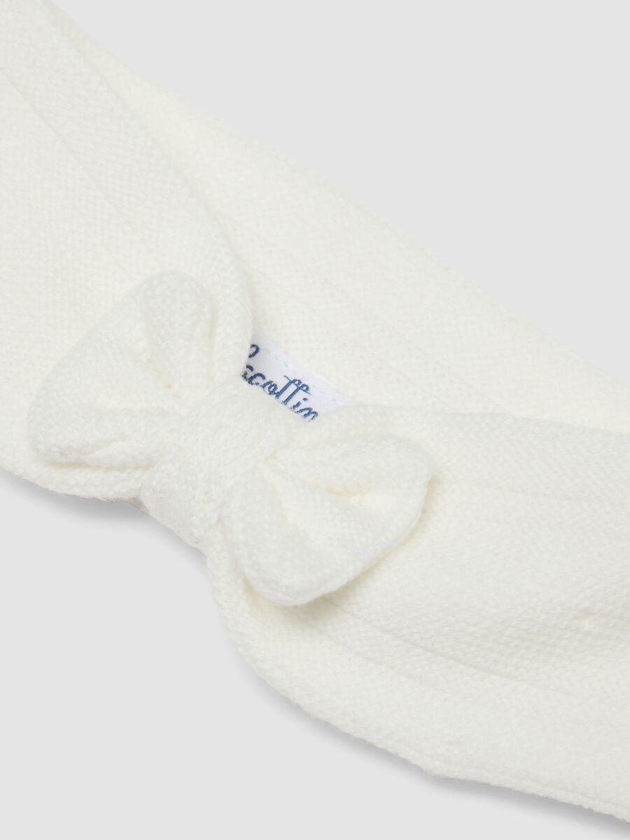 White organic cotton headband with knitted bow_1