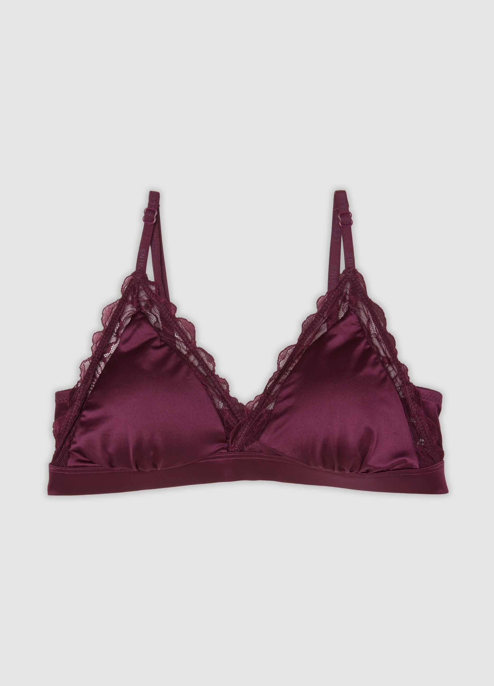 Purple lace-trim stretch microfibre bralette bra