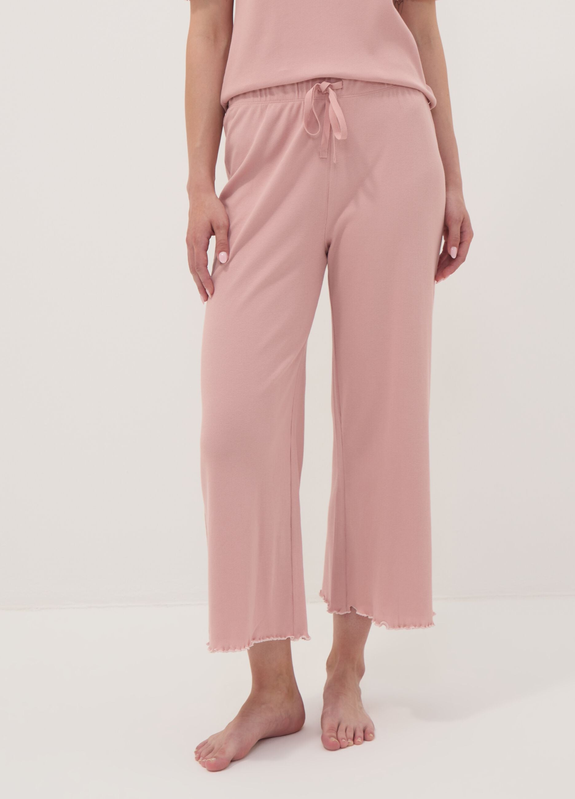 Pink pure organic cotton ribbed pyjamas