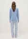 Blue pyjamas in pure cotton regular fit with floral details_2