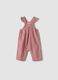 Pink pure cotton dungarees with ruffle straps for baby girl_0