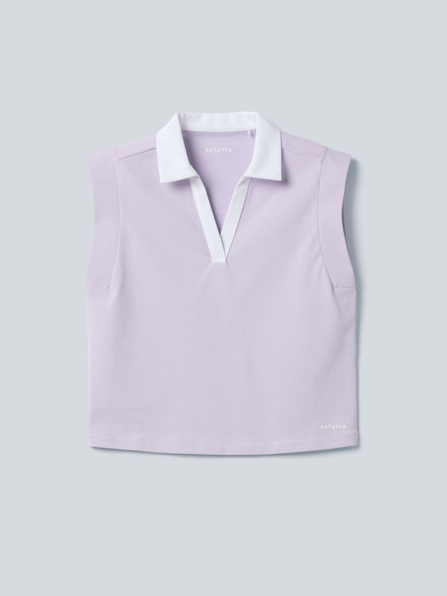 Purple sleeveless ALTAVIA COURT polo in stretch cotton with classic collar_4