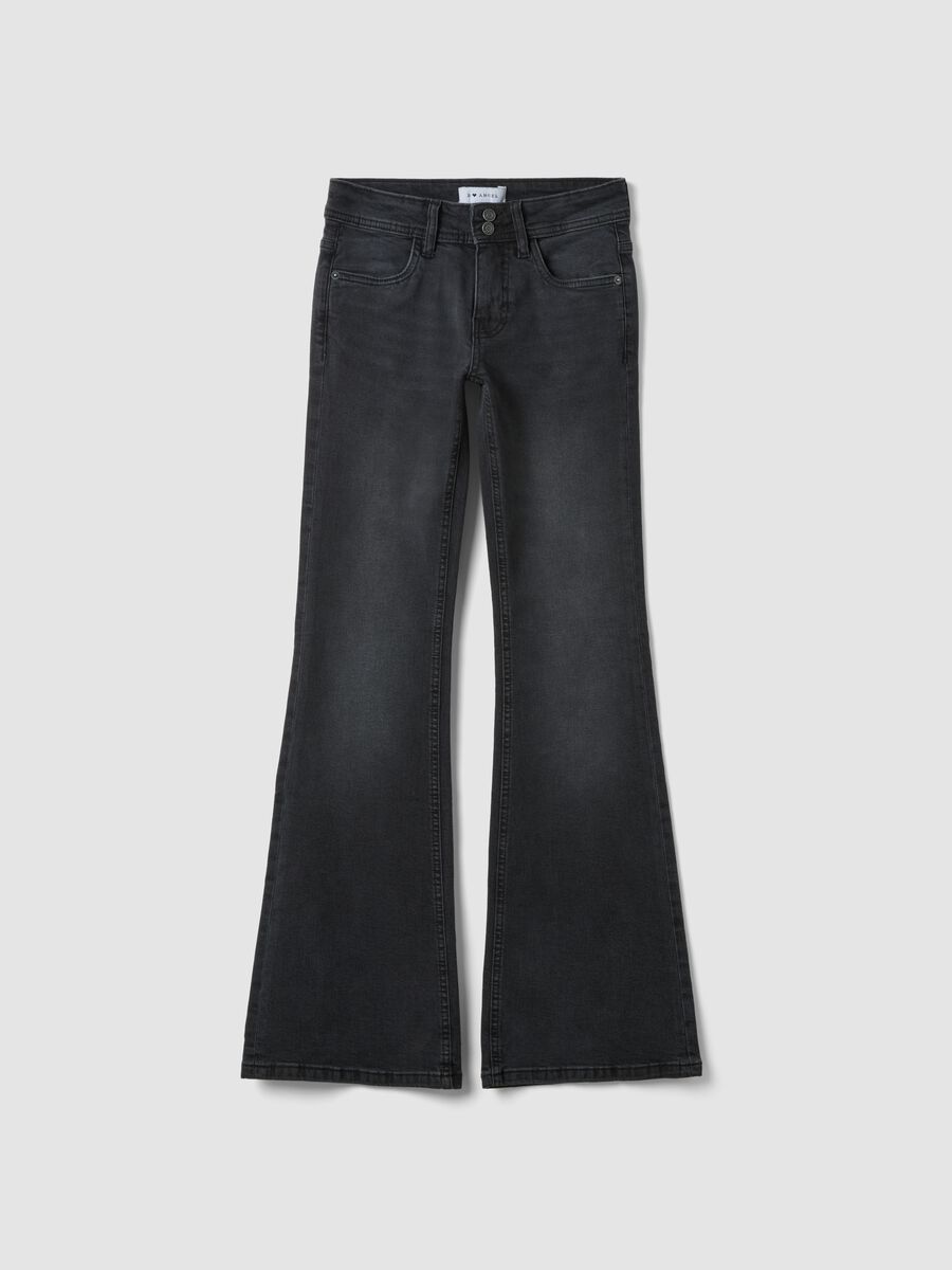 Black stretch-cotton flare jeans_0