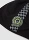 Black stretch organic cotton hat with chequered graphic print_2