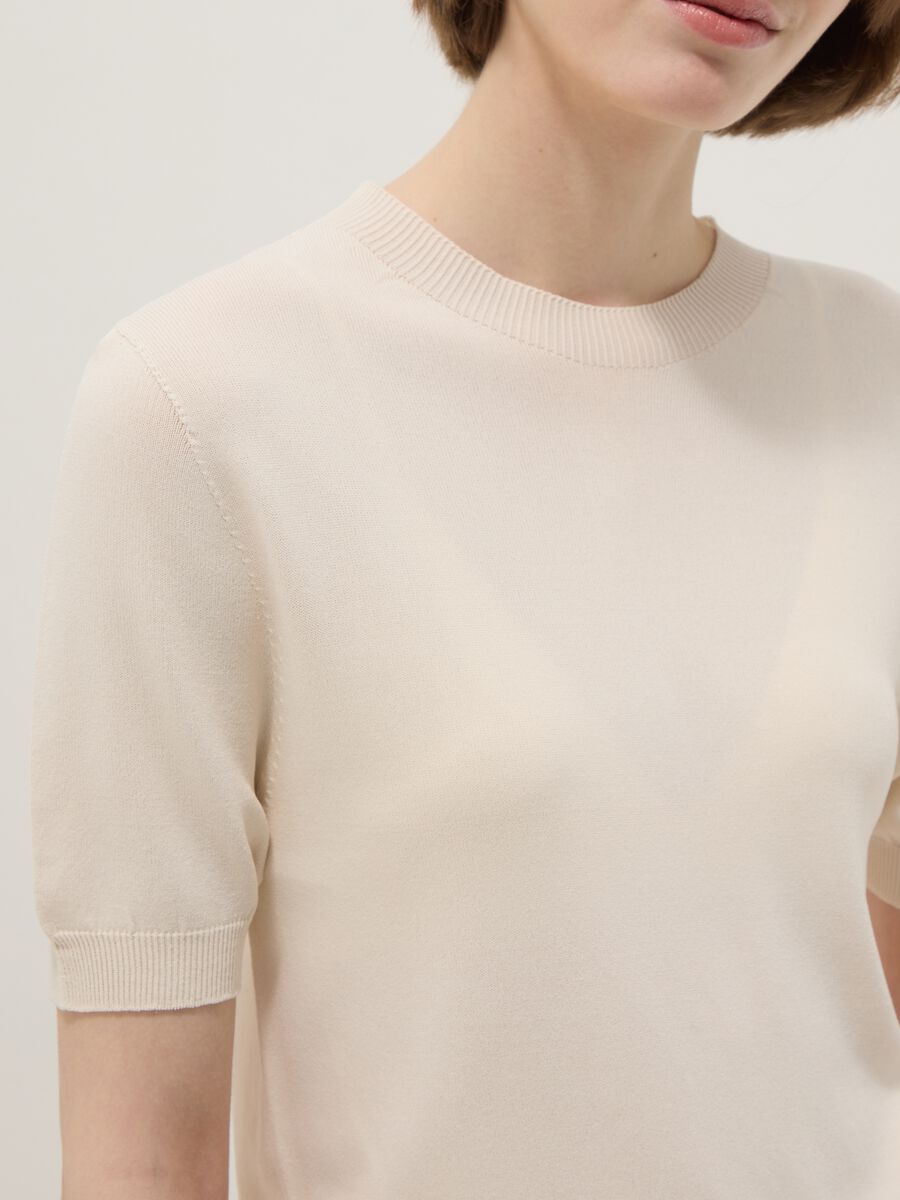 T-shirt in misto viscosa beige regular fit_3