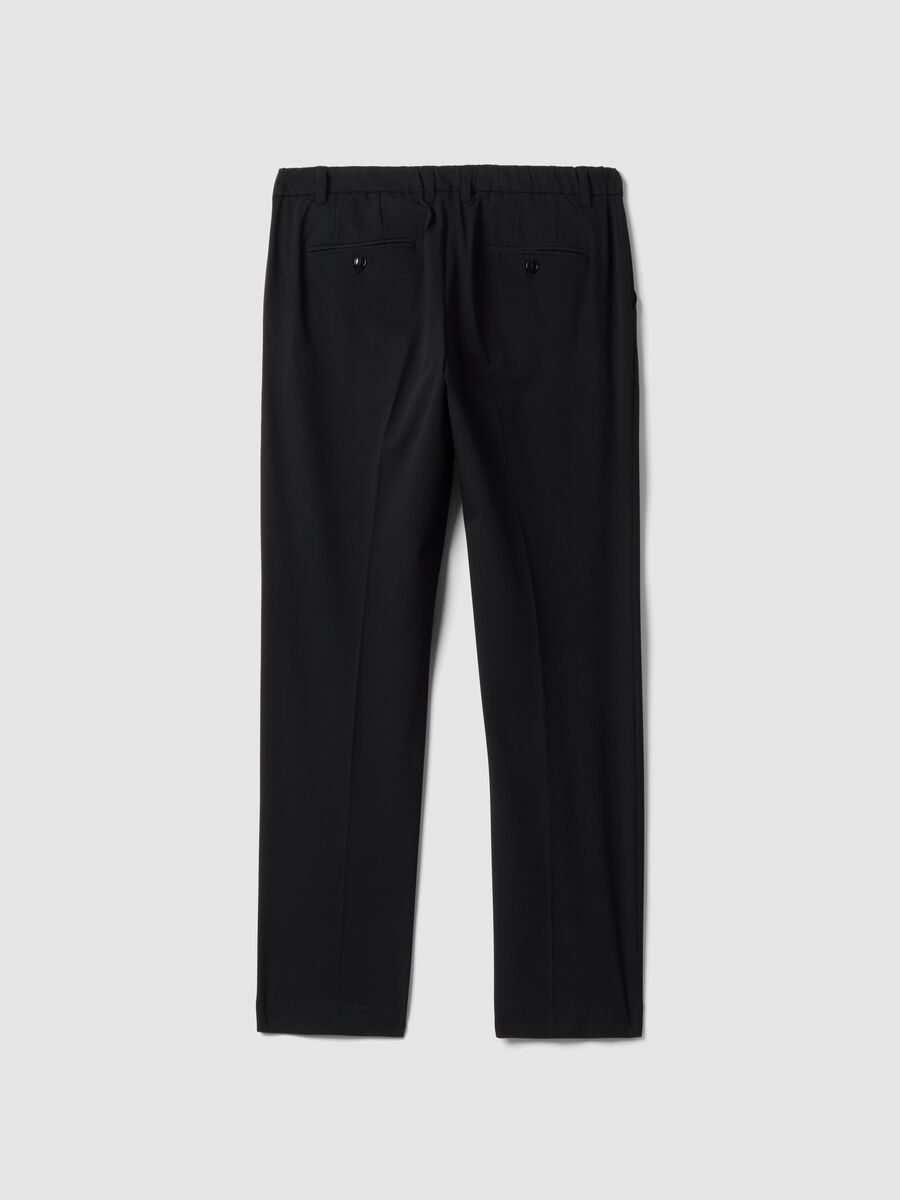 Black slim-fit stretch viscose twill chino trousers_2