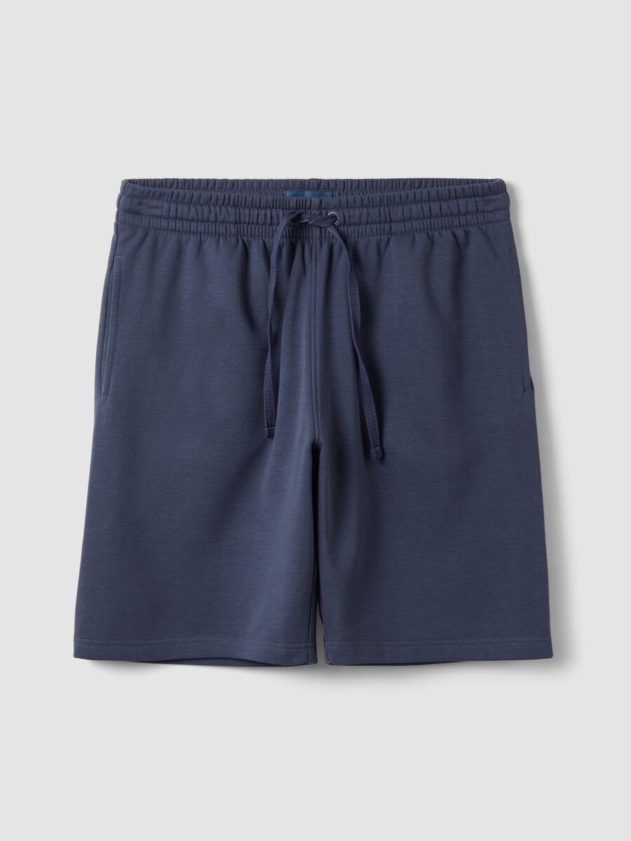 Shorts grigio in misto cotone con vita elasticizzata regular fit_0