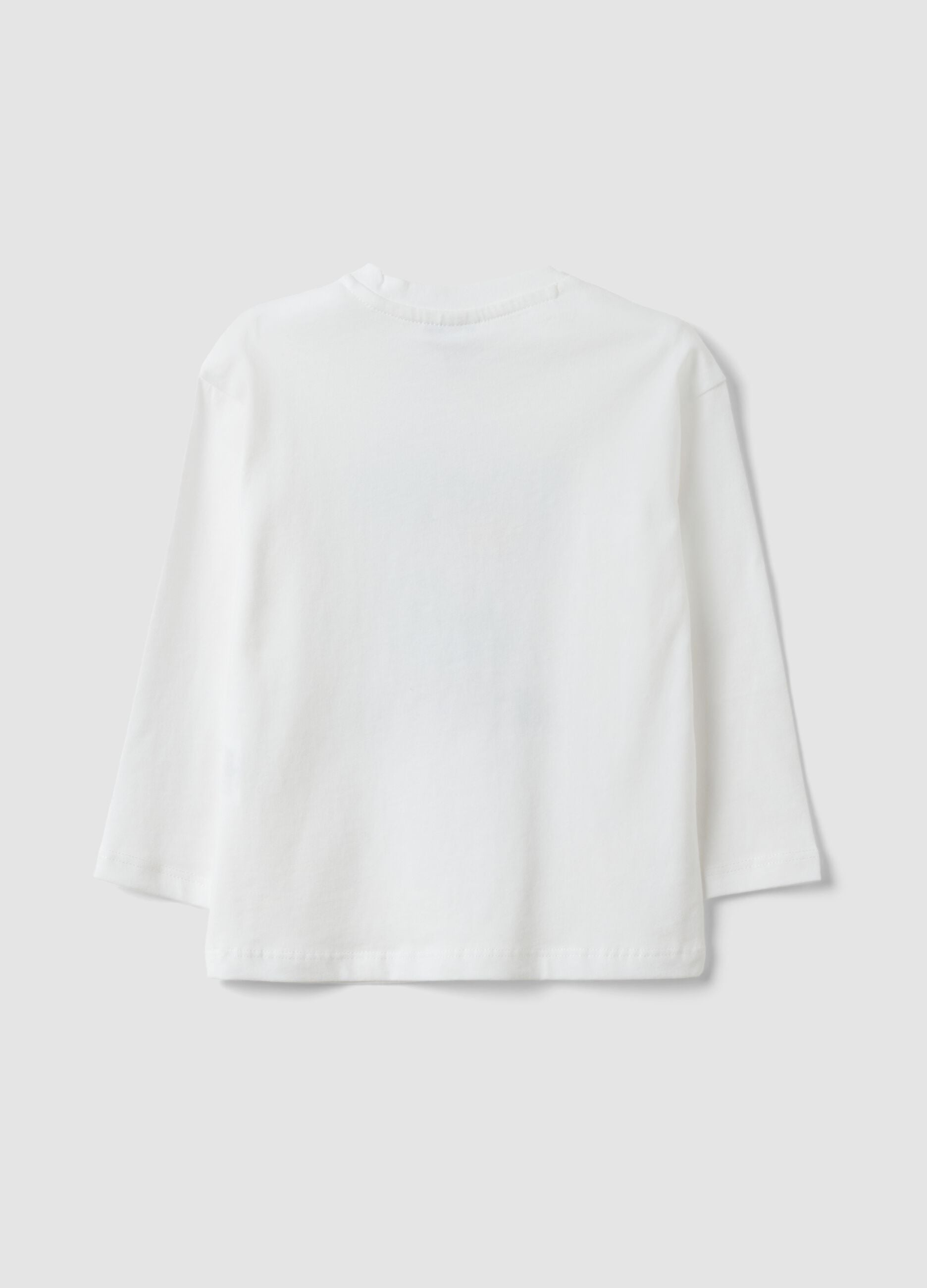 White oversized T-shirt in pure organic cotton with tiger print for boys