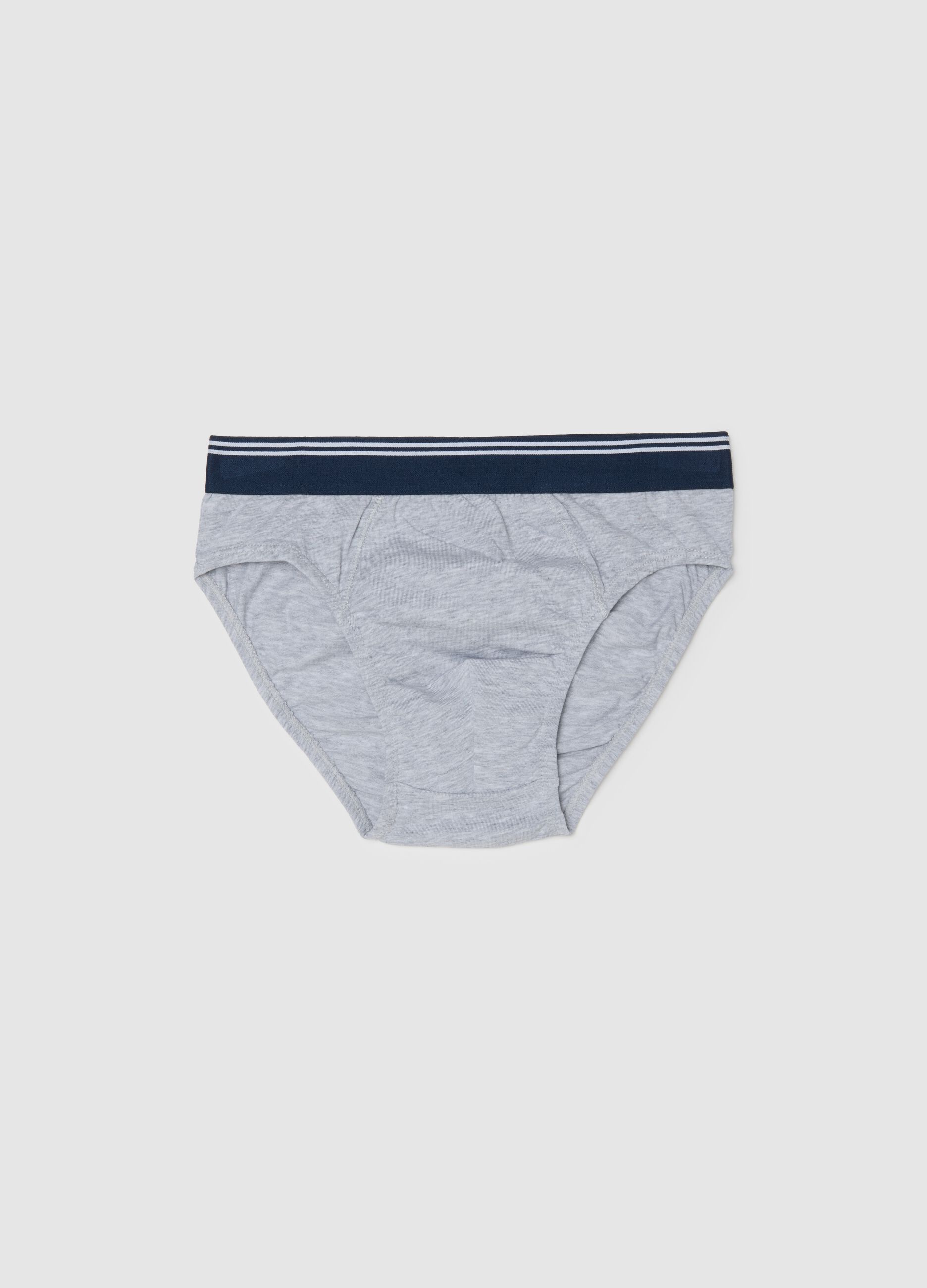 Boys' Grey Stretch Cotton Regular Fit Briefs