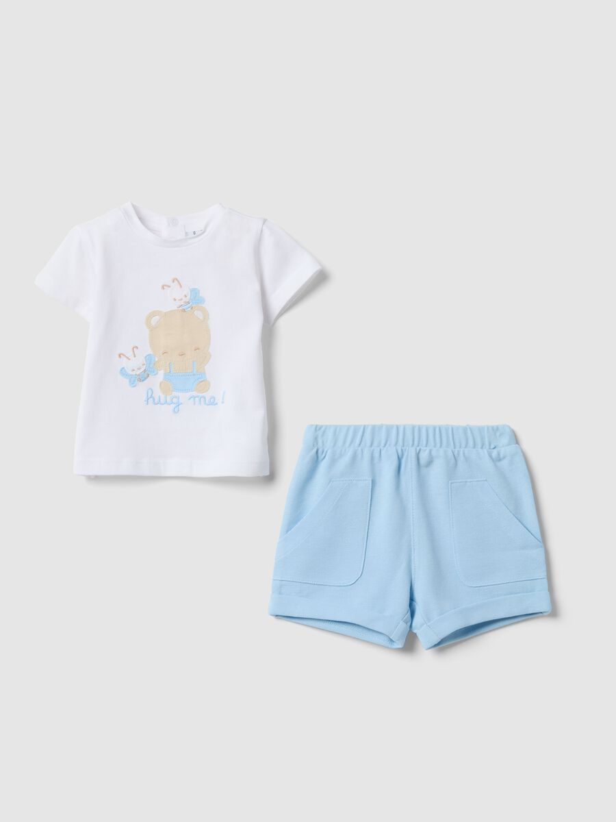 Newborn multicolour pure cotton top and shorts set_0