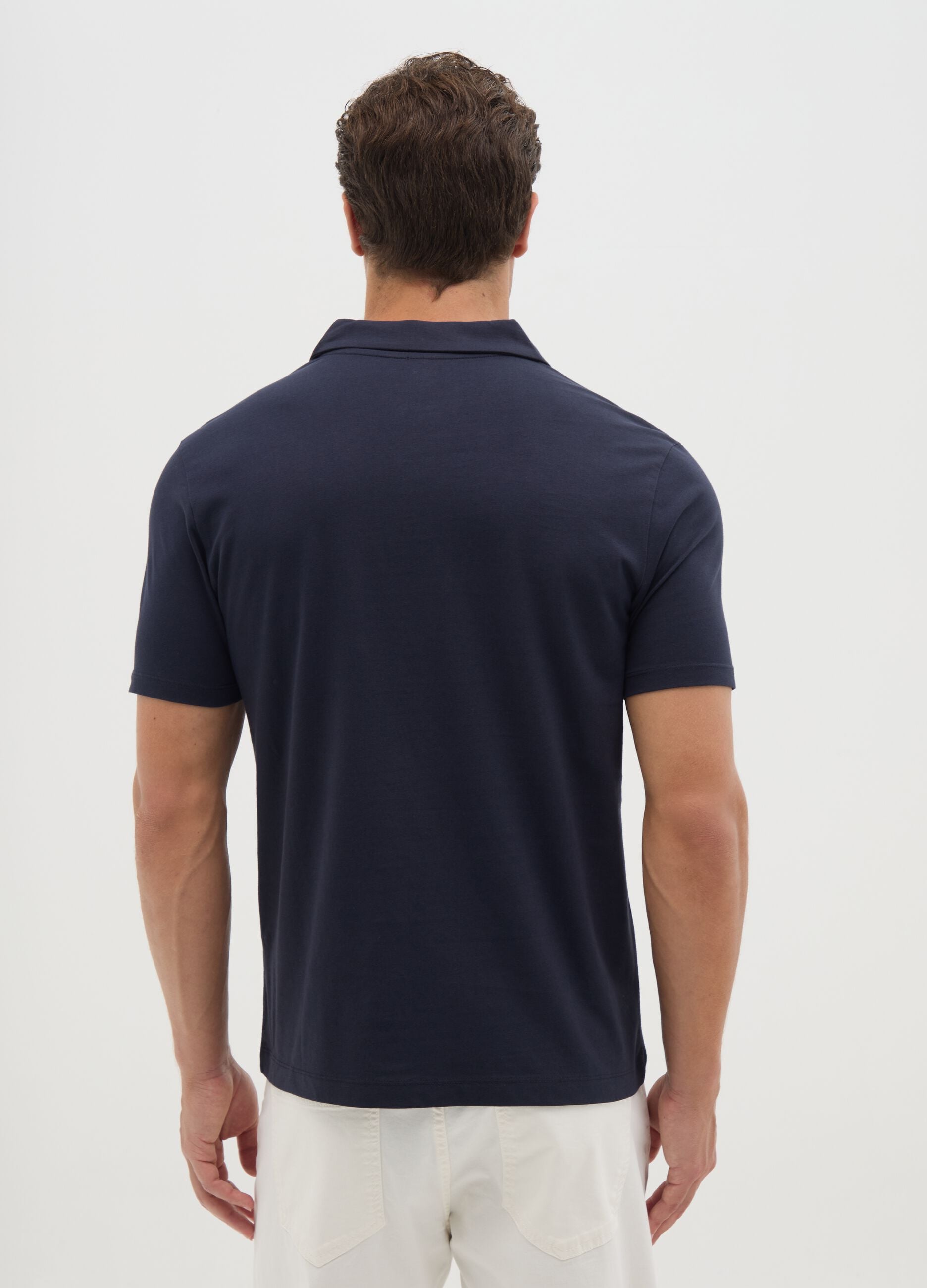 Men&rsquo;s blue polo shirt in 100% cotton with regular fit