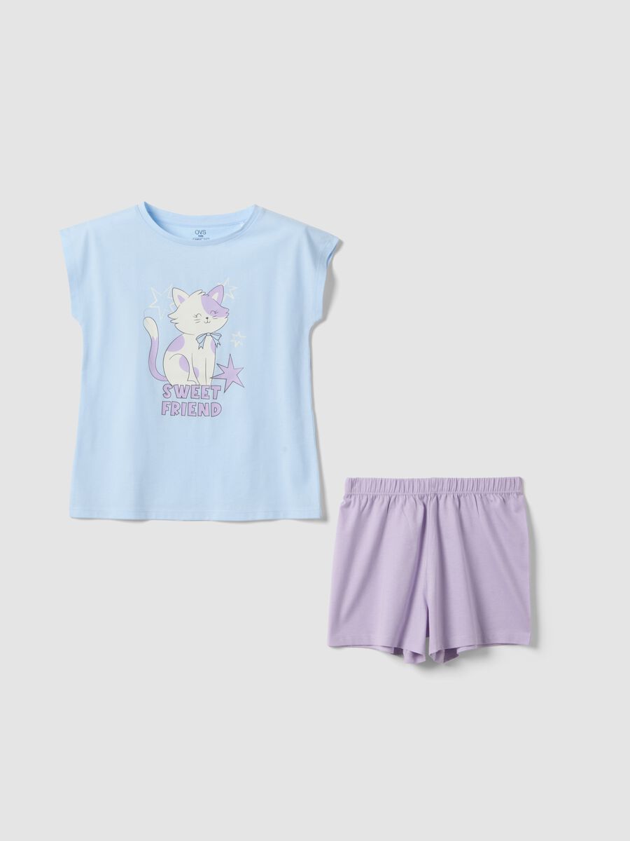 Girls&rsquo; multicolour pure cotton short pyjamas with print_0