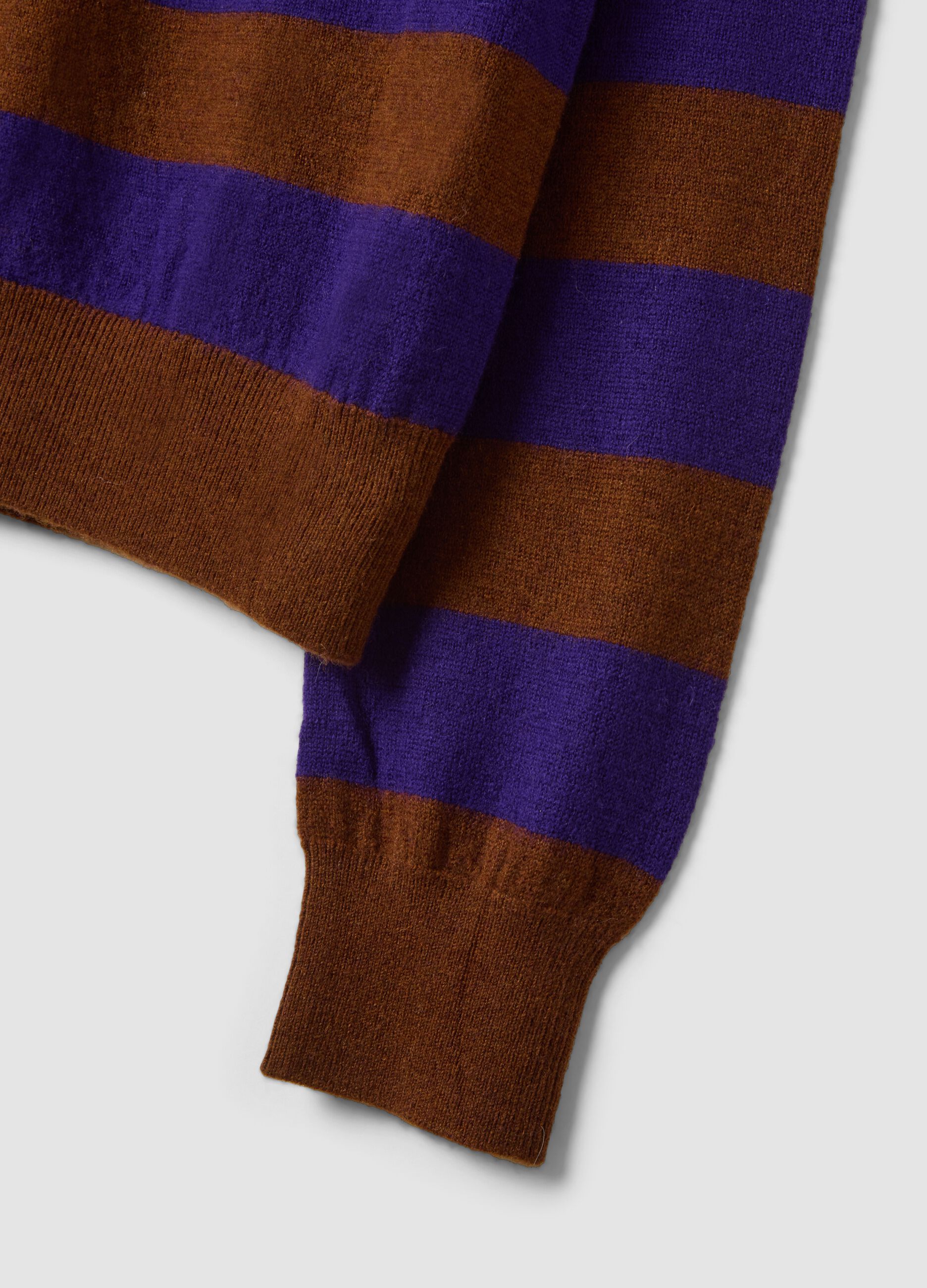 Purple pure wool striped crew-neck jumper