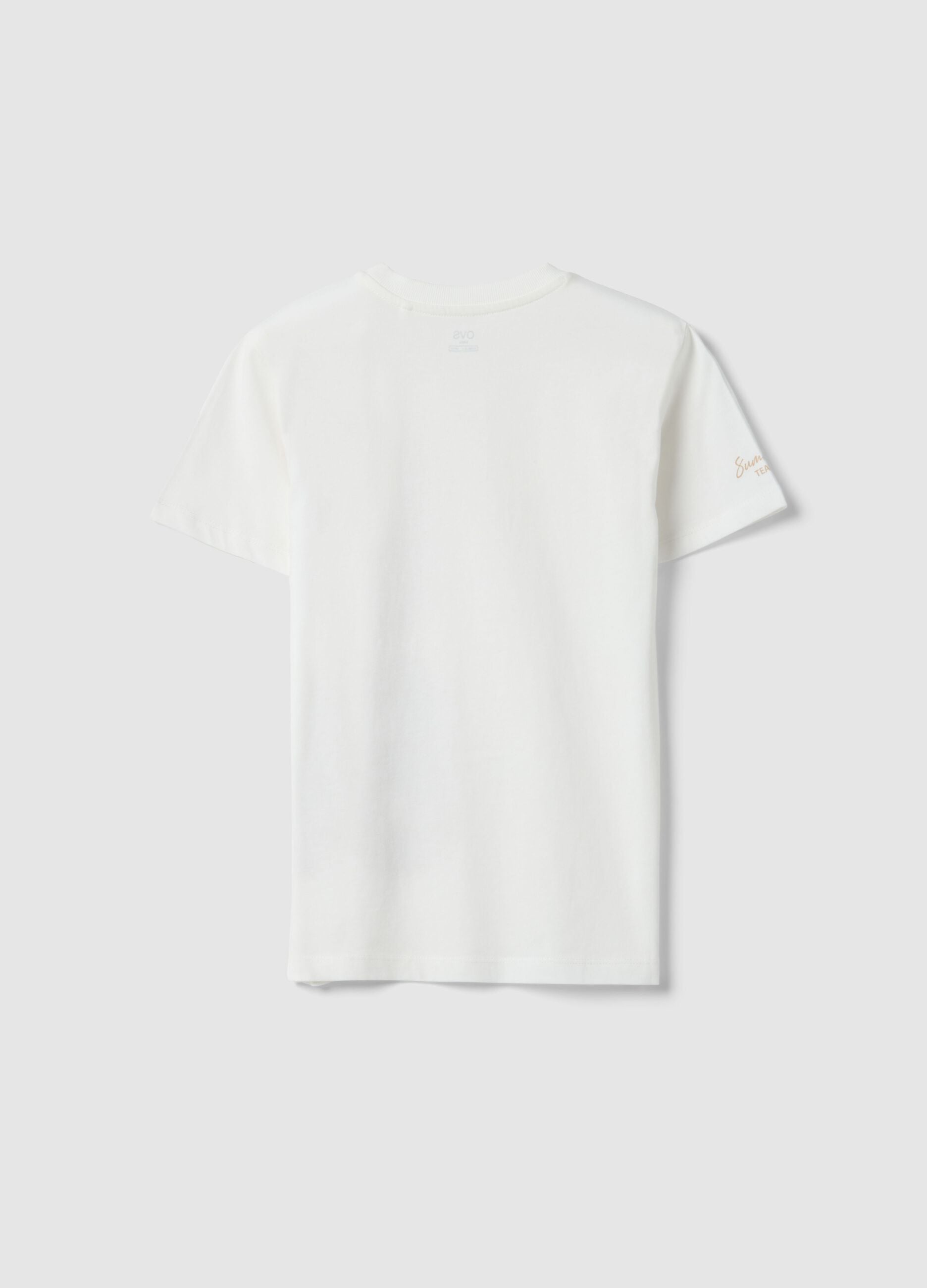 Boys' regular fit white pure cotton T-shirt with print