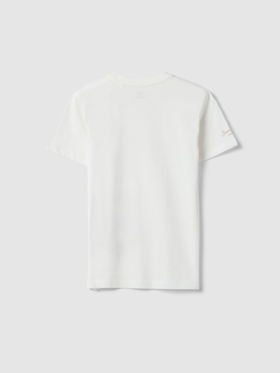 T-shirt in puro cotone bianca da ragazzo regular fit con stampa_4