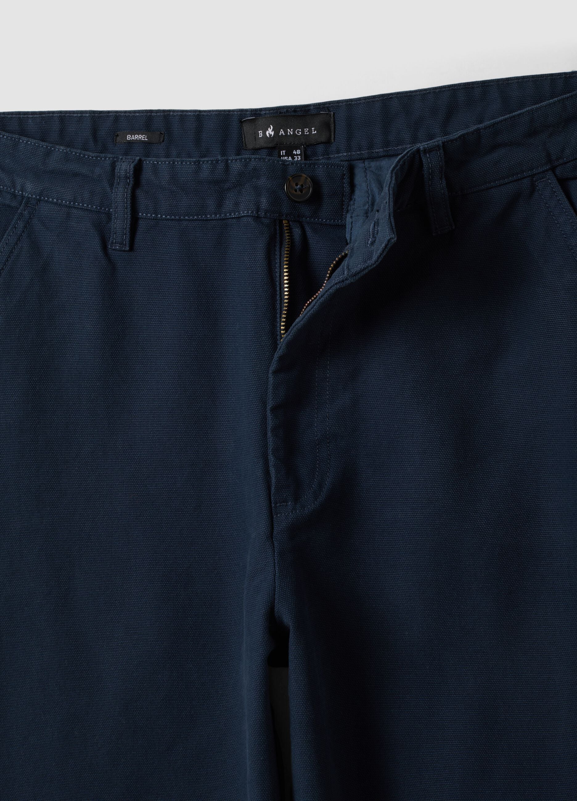 Pantaloni chino blu in puro cotone barrel fit