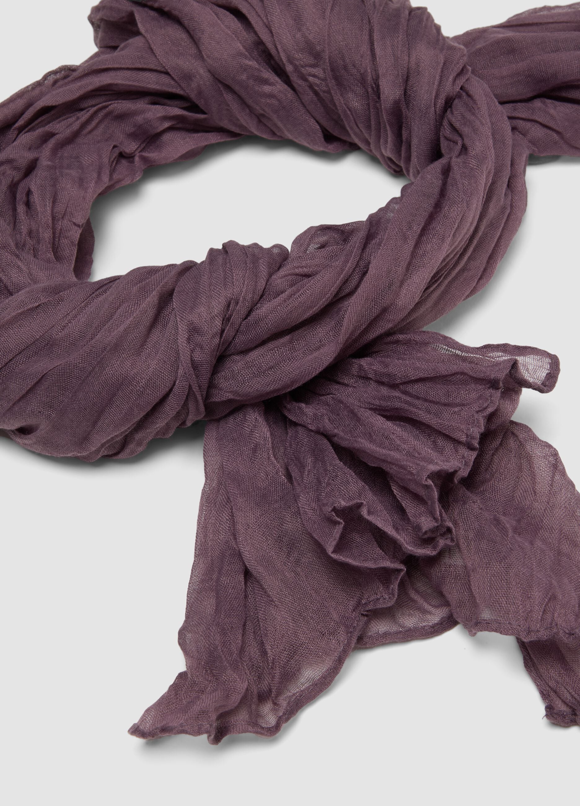 Purple semi-sheer crinkled-effect scarf
