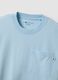 Sky-blue pure cotton T-shirt with chest pocket, regular fit_5