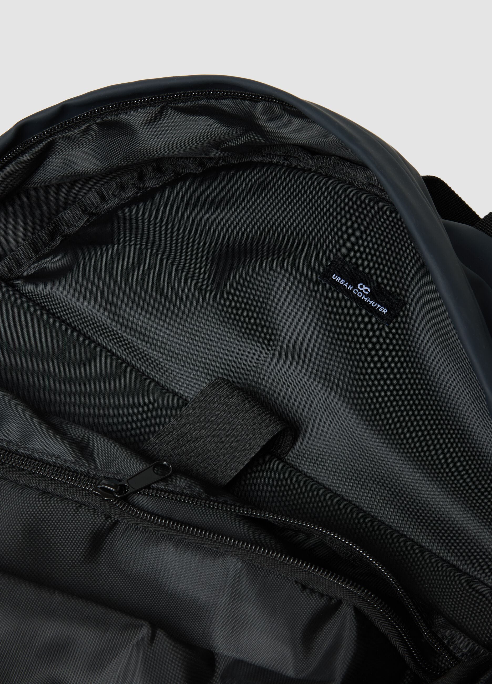 Blue water-repellent backpack with front pocket