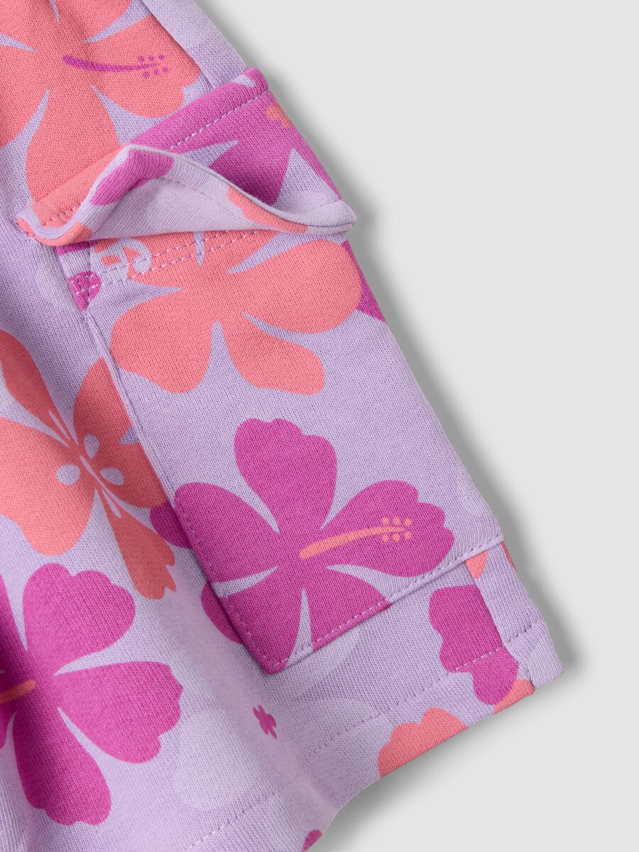 Pink pure cotton floral-print shorts for girls, regular fit_3
