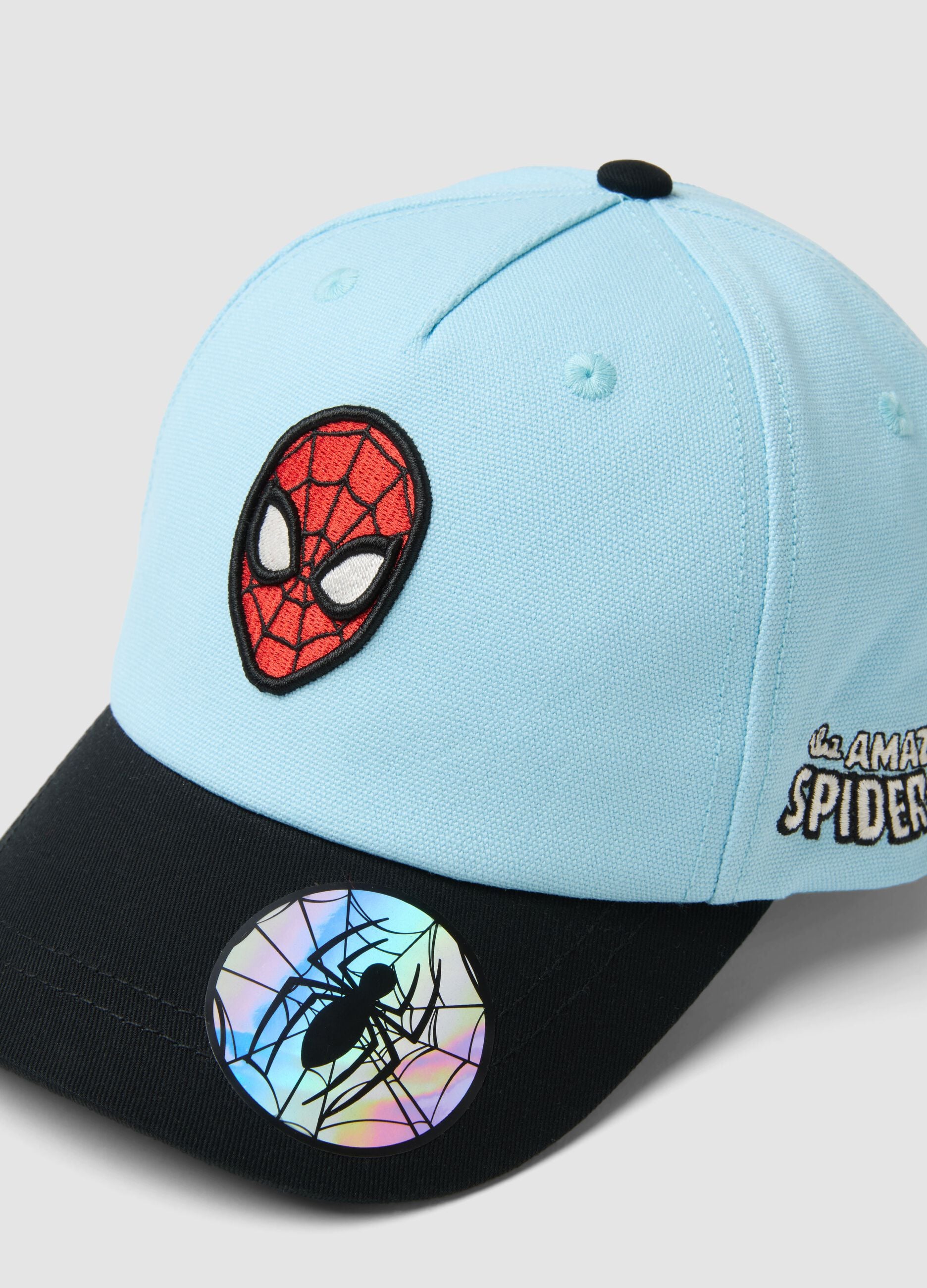 Multicolour pure cotton children's hat with Spiderman