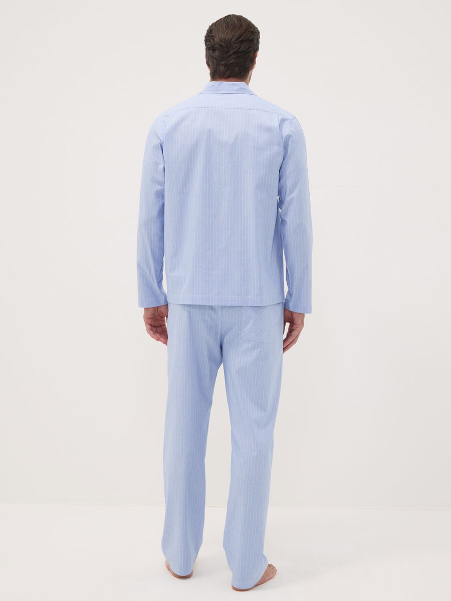 Blue striped pyjamas in pure organic cotton with collar_2