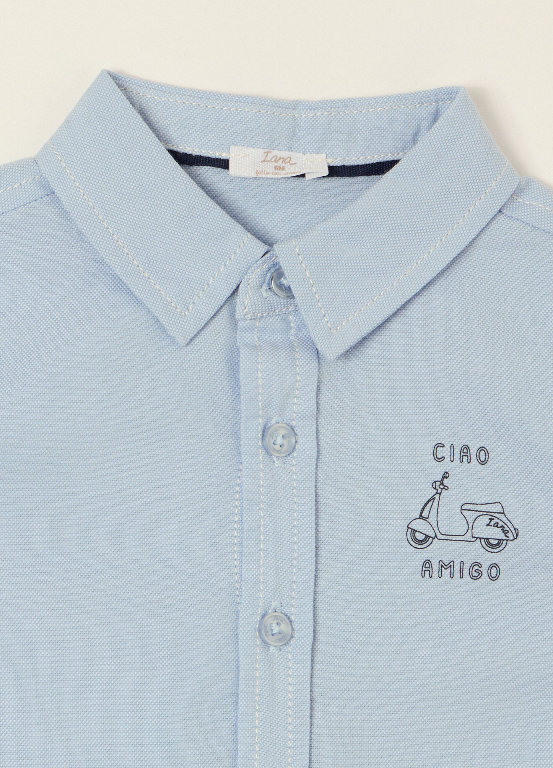 Light Blue Long-Sleeve Pure Cotton Shirt