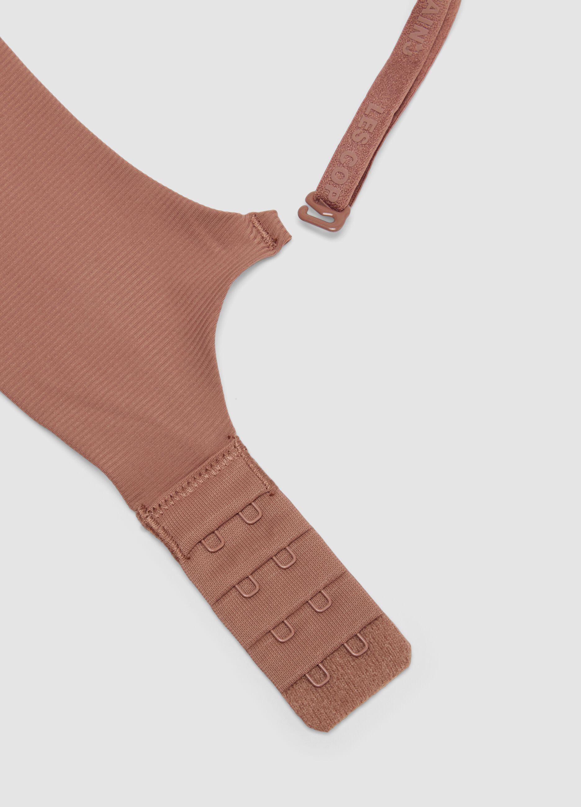 Brown padded stretch-fabric bra