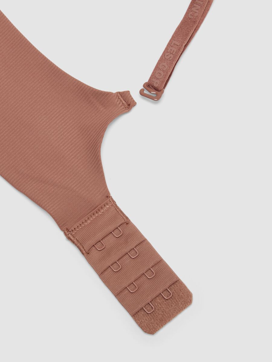 Brown padded stretch-fabric bra_1