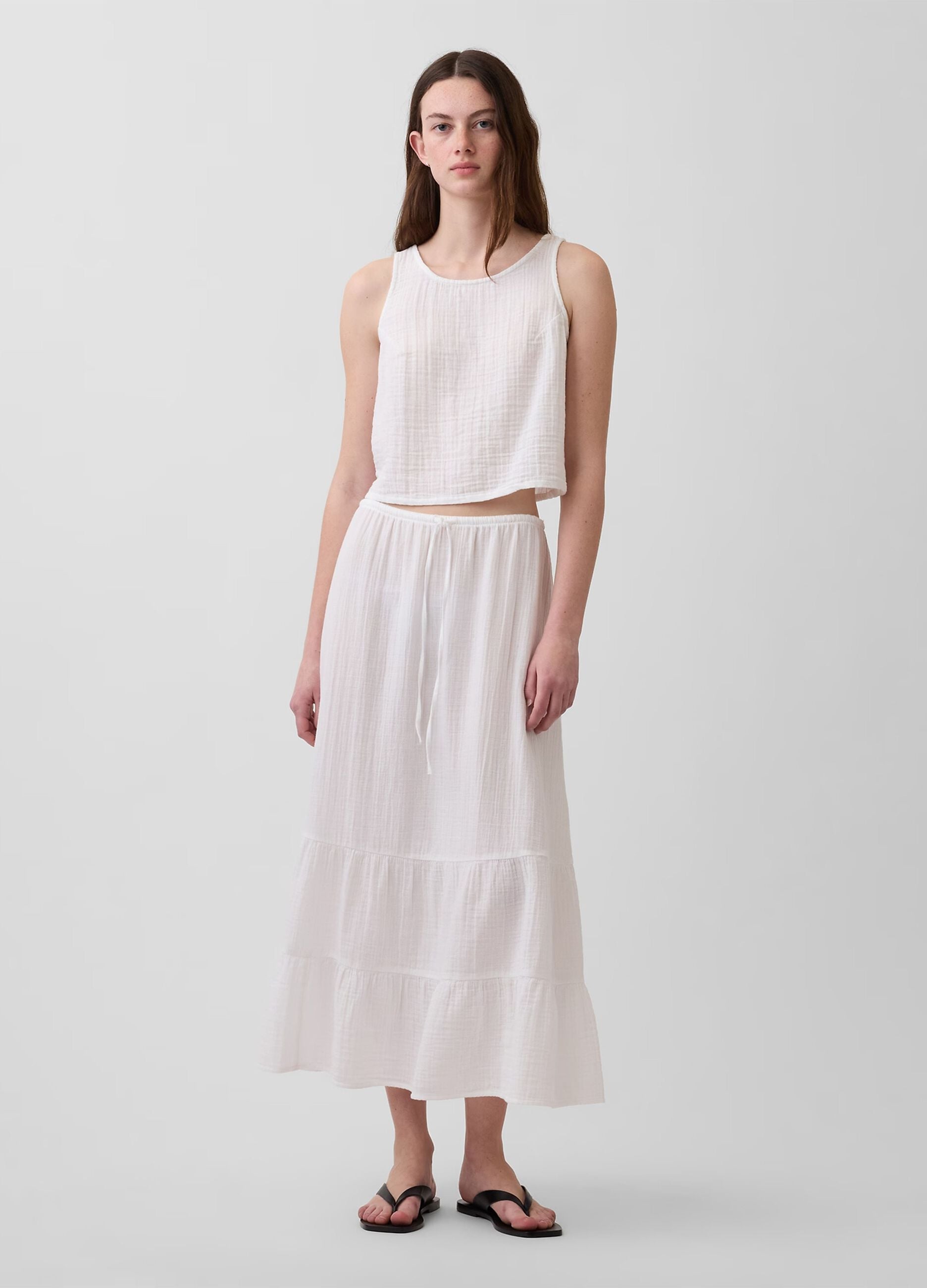 Long skirt in pure cotton